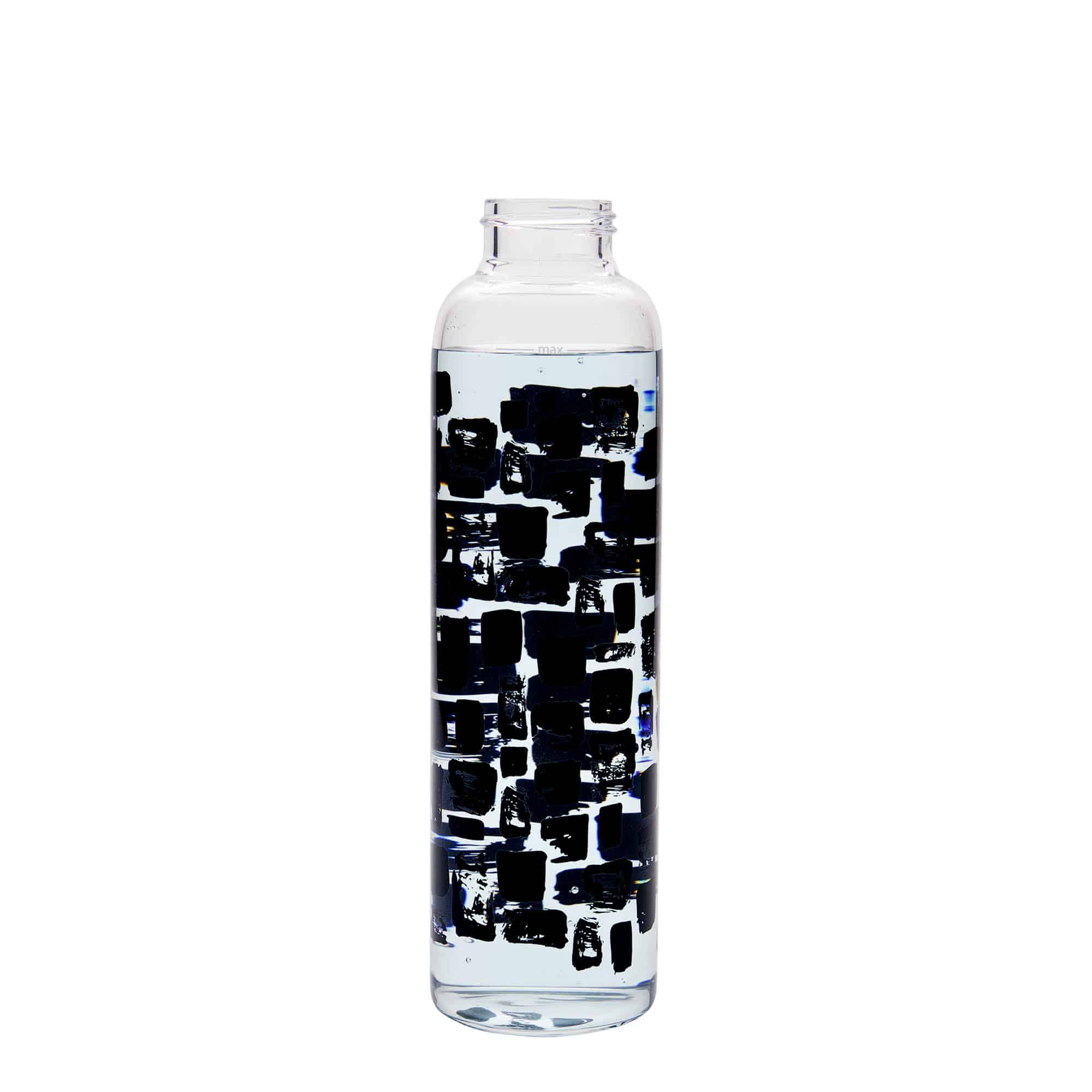 Sticlă de băut de 500 ml „Perseus”, motiv decorativ: Dreptunghiuri negre, închidere: Capac filetat