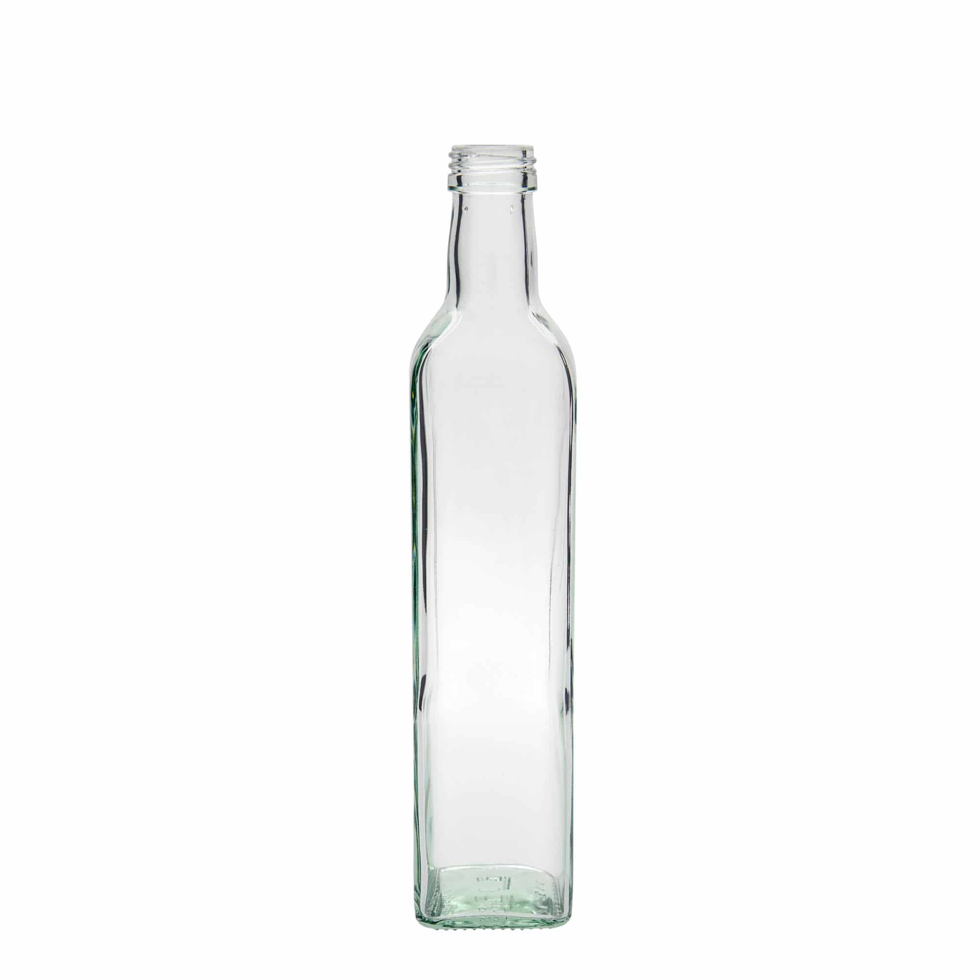 Sticlă din sticlă de 500 ml „Marasca”, pătrată, închidere: PP 31,5