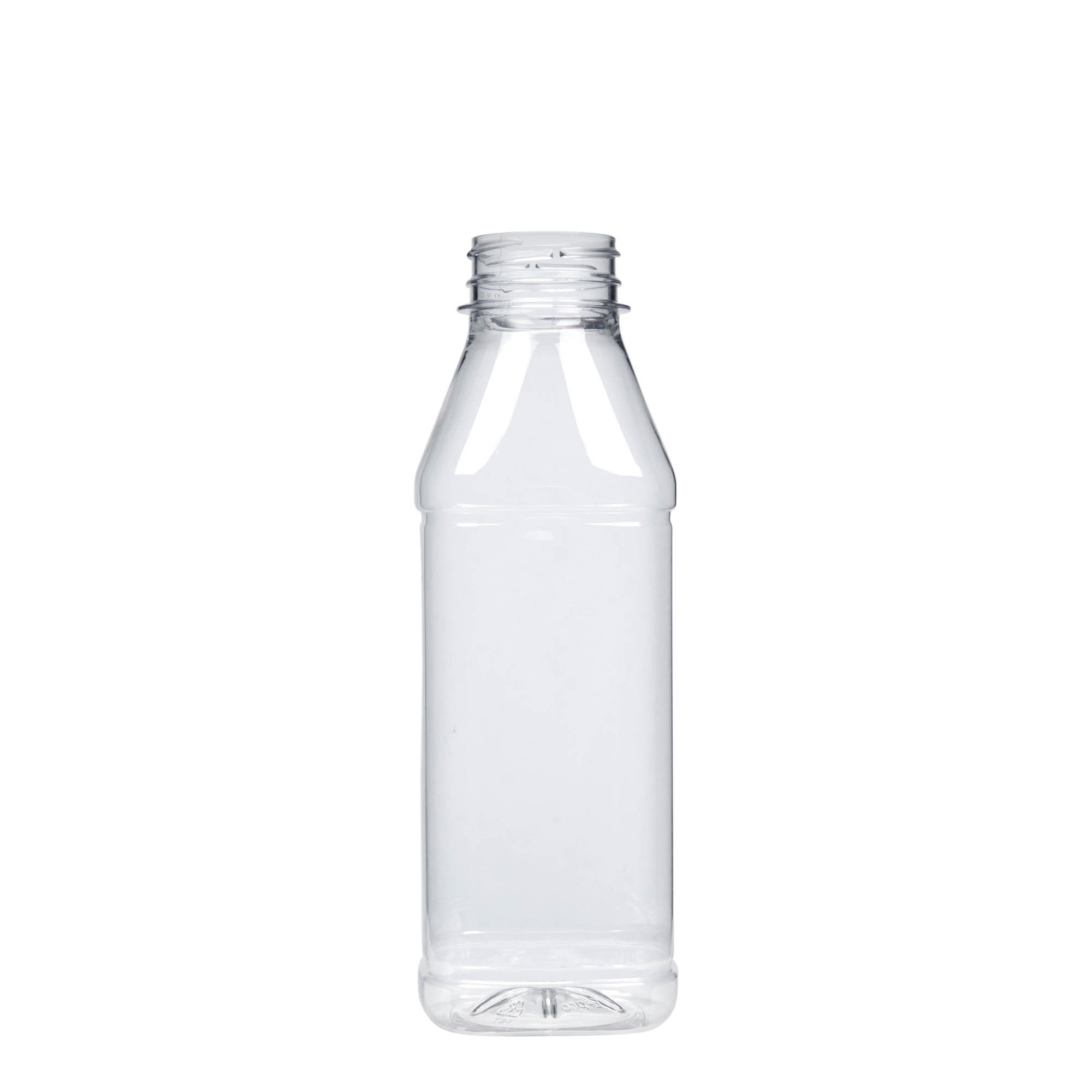 Sticlă PET de 500 ml „Milk and Juice Carré”, pătrată, material plastic, închidere: 38 mm