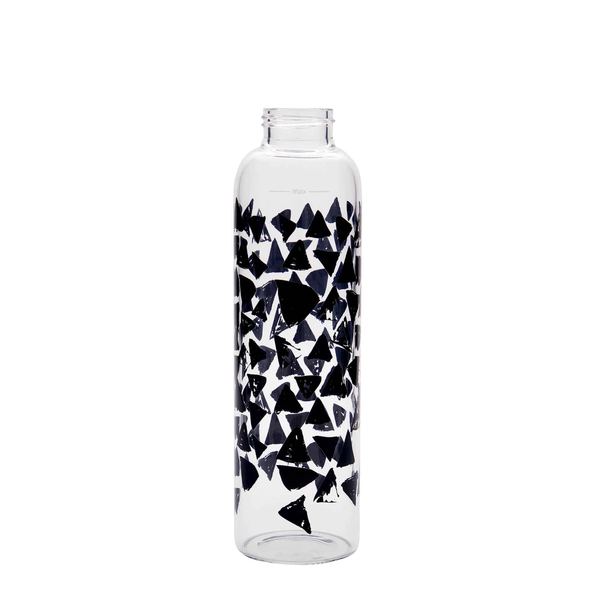 Sticlă de băut de 500 ml „Perseus”, motiv decorativ: Triunghiuri negre, închidere: Capac filetat