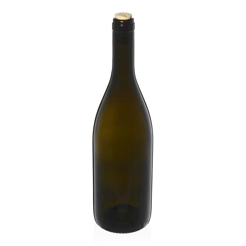 Sticlă de vin de 750 ml „Tiffany”, verde antic, închidere: Dop de plută