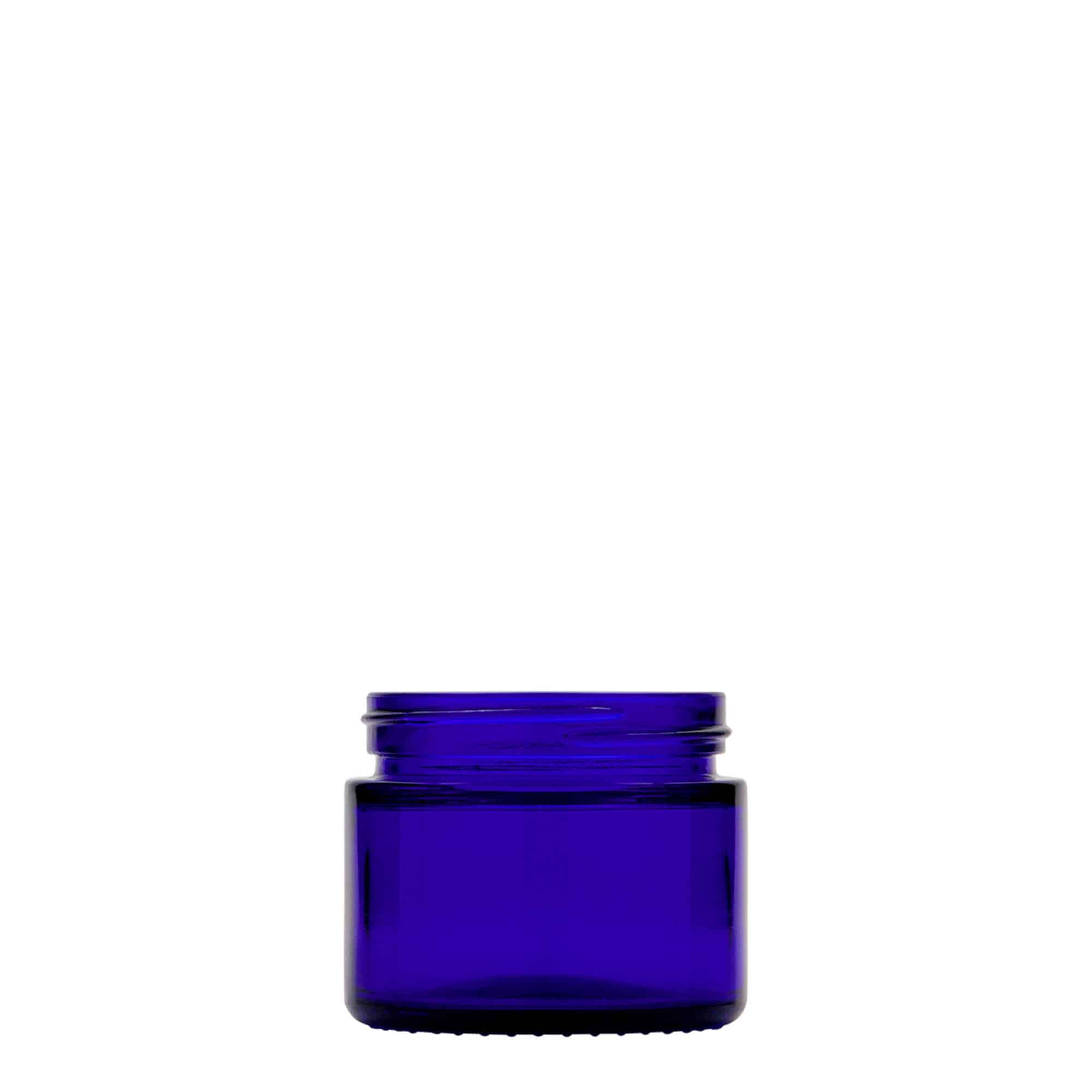 Borcan cosmetic de 50 ml „Blue Edition”, sticlă, albastru regal, închidere: Capac filetat